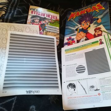 Lot de 2 livres d'apprentissage du dessin manga + 9 fiches + 2 trames à utiliser