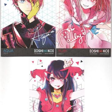 3 Cartes Postales OSHI NO KOI (Aqua, Ruby et Ai)